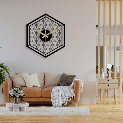 Modern hexagonal metal wall clock